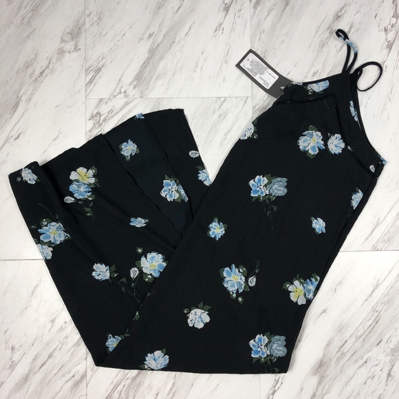 Mossimo Dresses & Skirts - Black and Blue Floral Maxi Slip Dress NWT